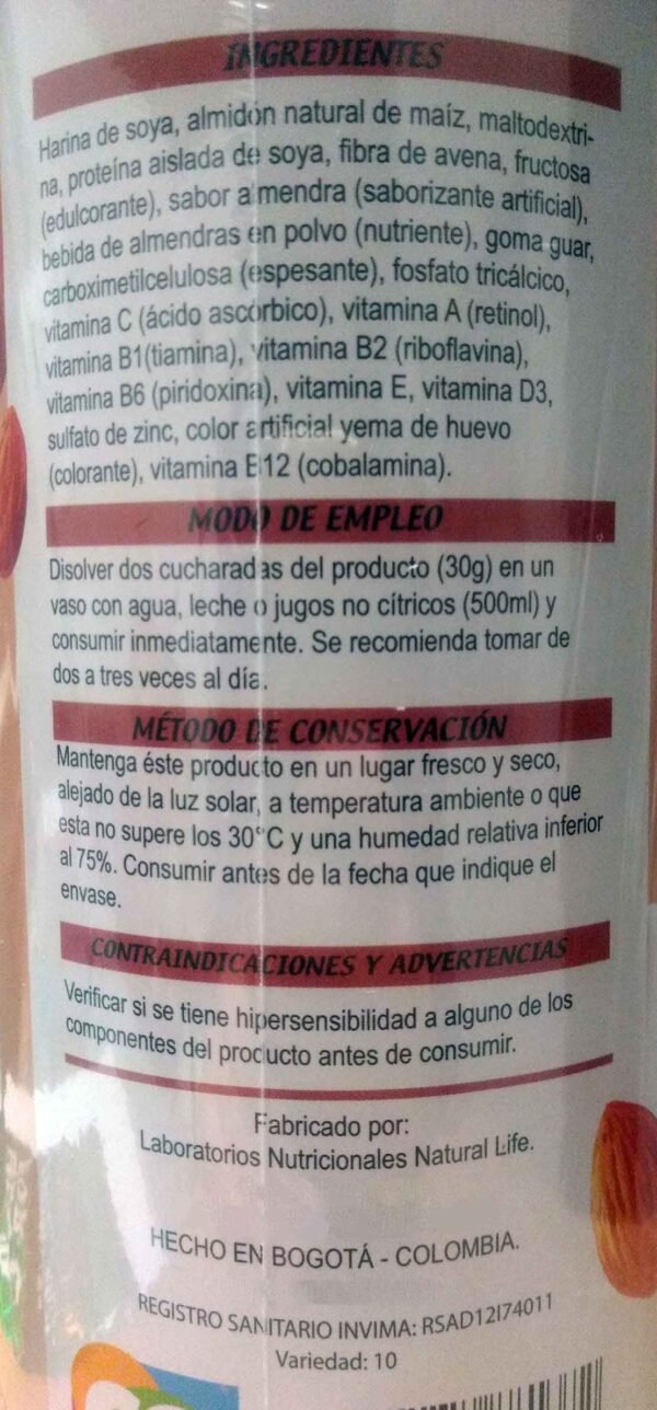 Leche De Almendras Nutri Life Polvo 1000 Gramos