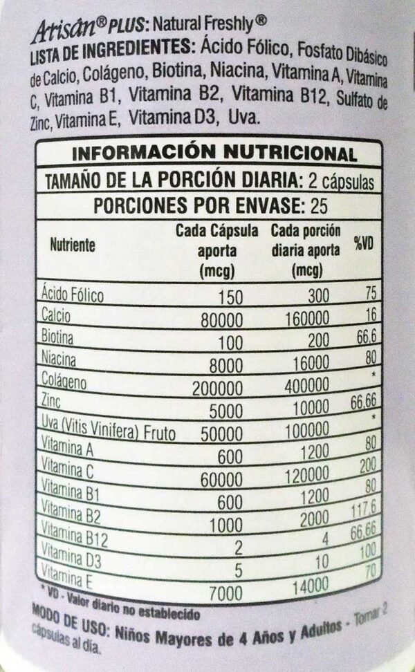 Artrisan Plus 500 Mg 50 Capsulas