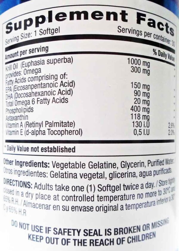 Krill Oil 1000 Mg Aceite De Krill Omega Epa Dha 30 Capsulas