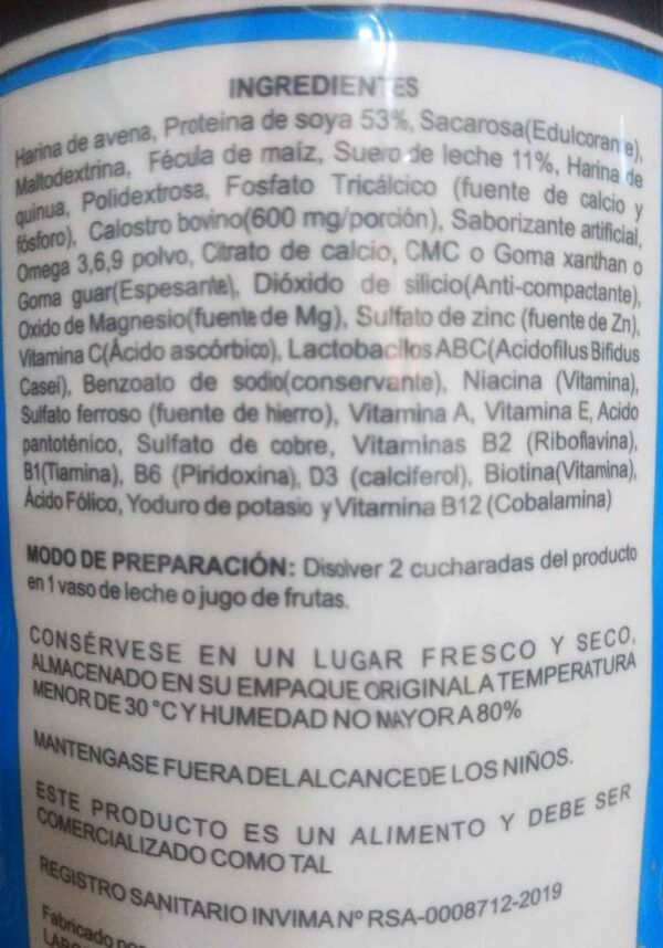 Calostro Bovino Omega Vitaminas Minerales 600 G