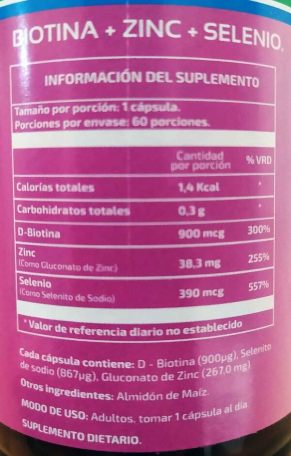 Biotina 900 Zinc Selenio 60 Capsul