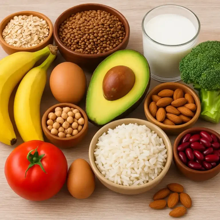 Alimentos para subir de peso: arroz, aguacate, plátano, legumbres, frutos secos y huevos.